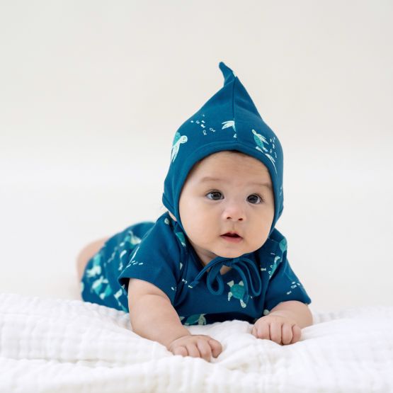 *New* Organic Baby Bonnet Hat in Turtle Print (Personalisable)