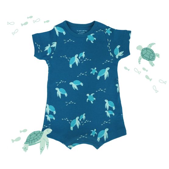 *New* Baby Organic Short Sleeve Romper in Turtle Print (Personalisable)