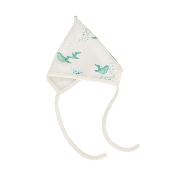 *New* Organic Baby Bonnet Hat in Whale Print (Personalisable)