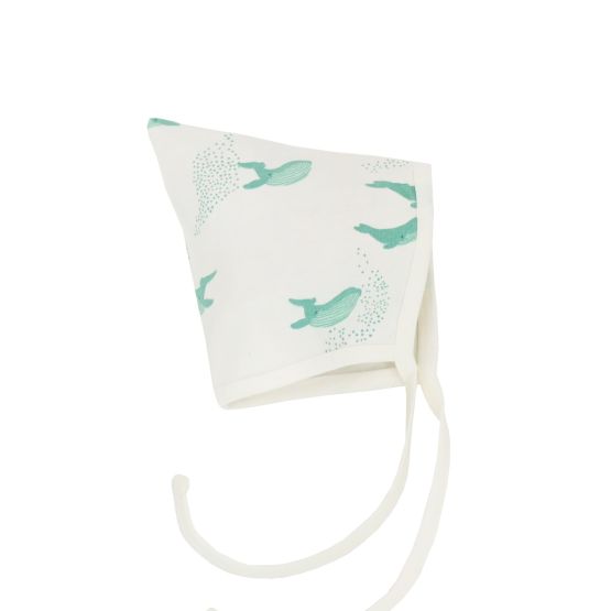 Organic Baby Bonnet Hat in Whale Print