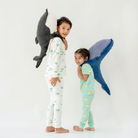 *New* Kids Long Sleeve Organic Pyjamas Set in Whale Print (Personalisable)