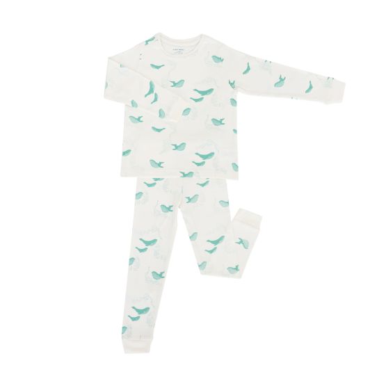 *New* Kids Long Sleeve Organic Pyjamas Set in Whale Print (Personalisable)