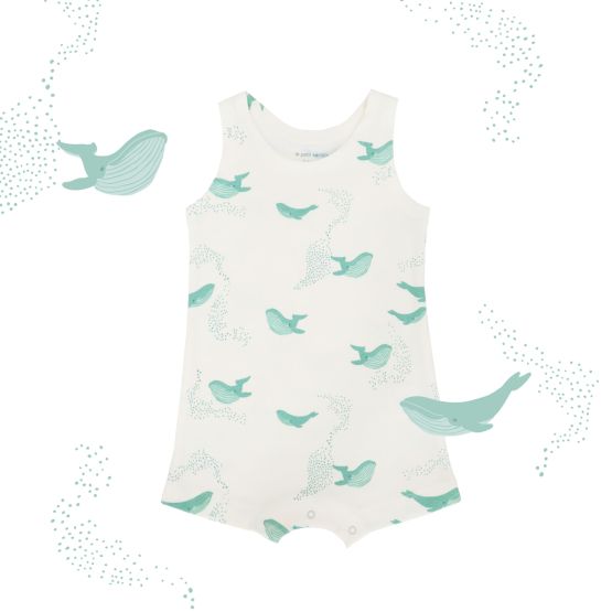 *New* Baby Organic Sleeveless Romper in Whale Print (Personalisable)
