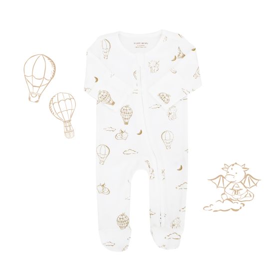 *New* Baby Organic Sleepsuit in Dreamy Dragon - White (Personalisable)