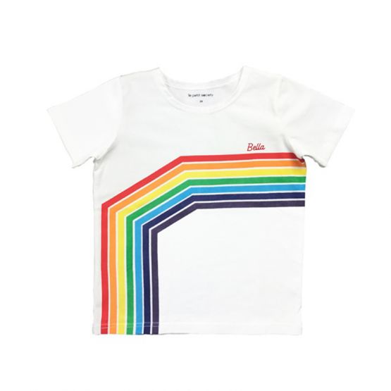 *Bestseller* Rainbow Series - Kids Tee in White (Left Arc) (Personalisable)