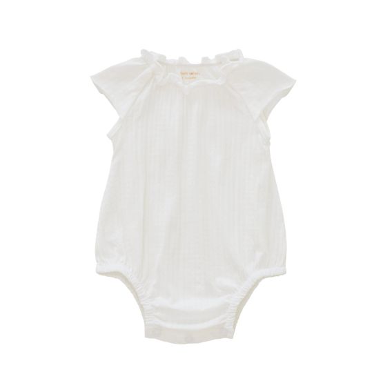 *New* Baby Girl Bubble Romper in White Pointelle Cotton