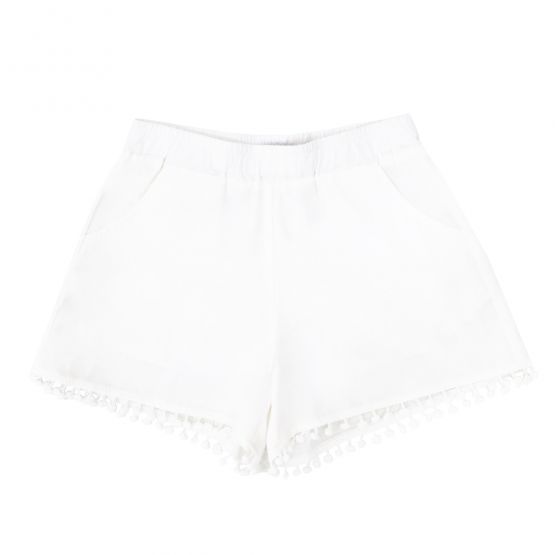 *New* Resort Series - Girls Pom Pom Shorts in White