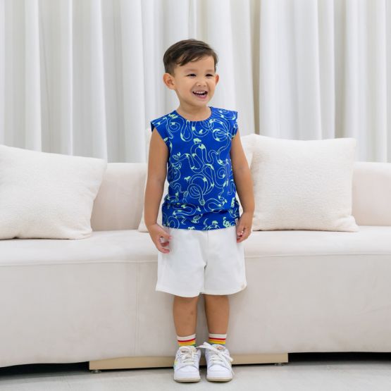 Zodiac Series -  Boys Tank in Blue Snake Print (Personalisable)