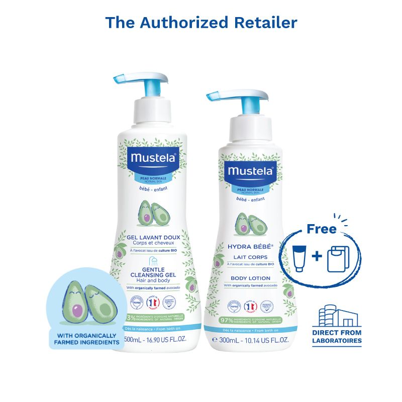 Clean & Hydrate Set - Gentle Cleansing Gel + Hydra Bebe Body Lotion by  Mustela